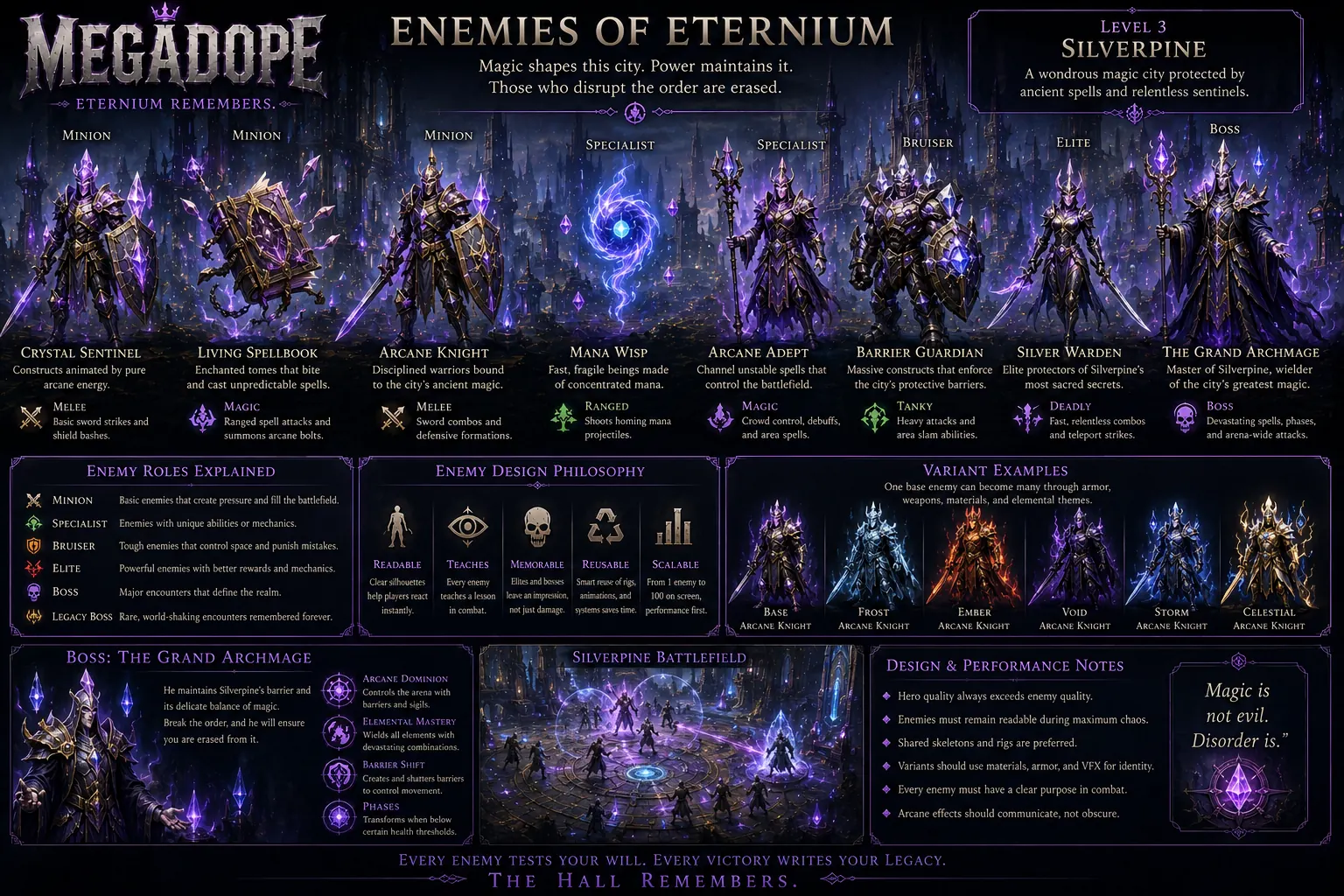 Enemies of Level 3 Silverpine concept sheet