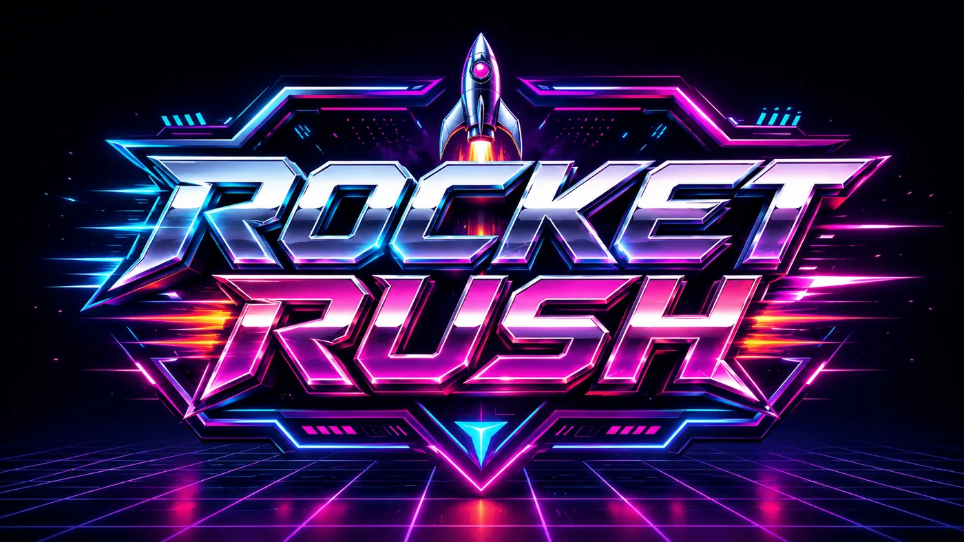 RocketRush neon logo artwork
