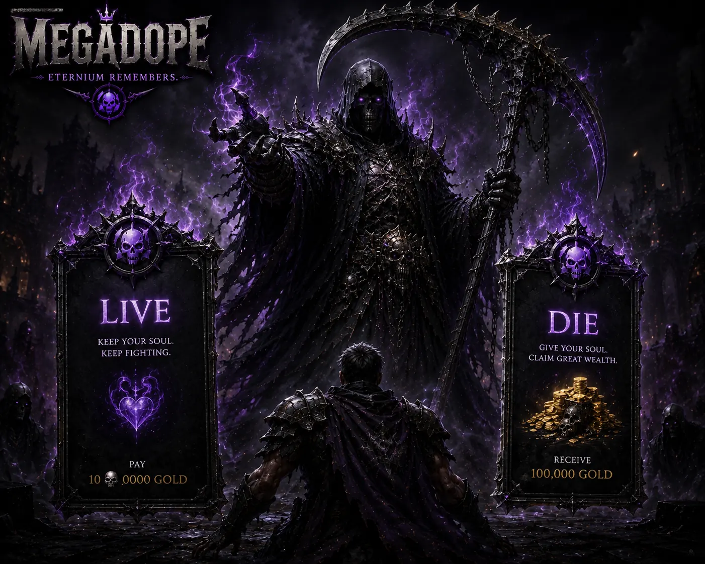 Death offering the player the choice to live or die