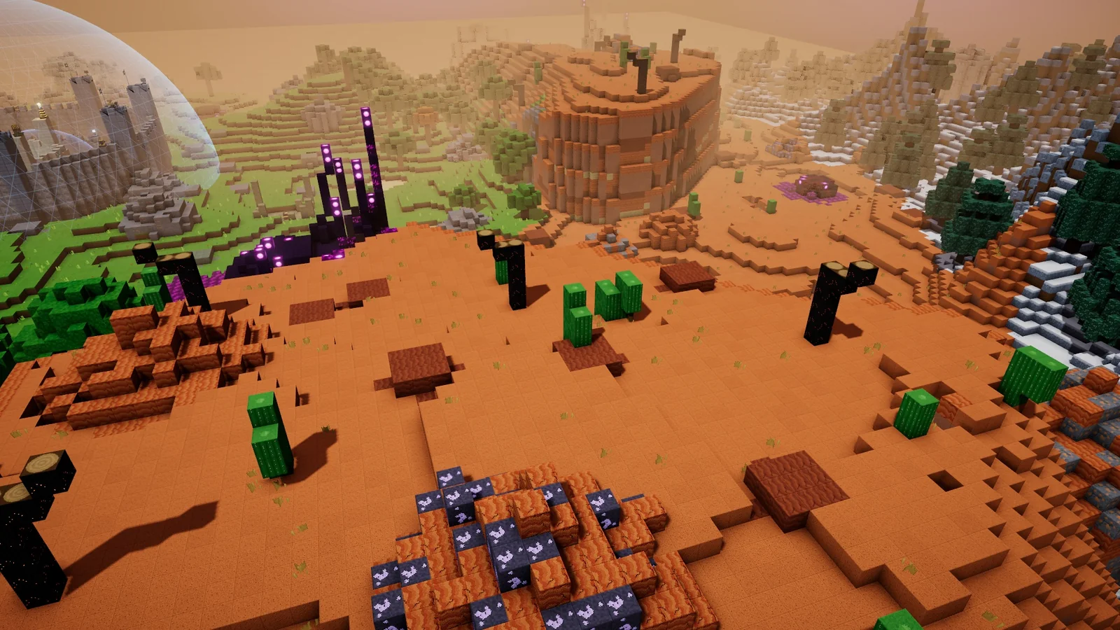 Terraced red rock cliffs and desert terrain in The Rust Canyons