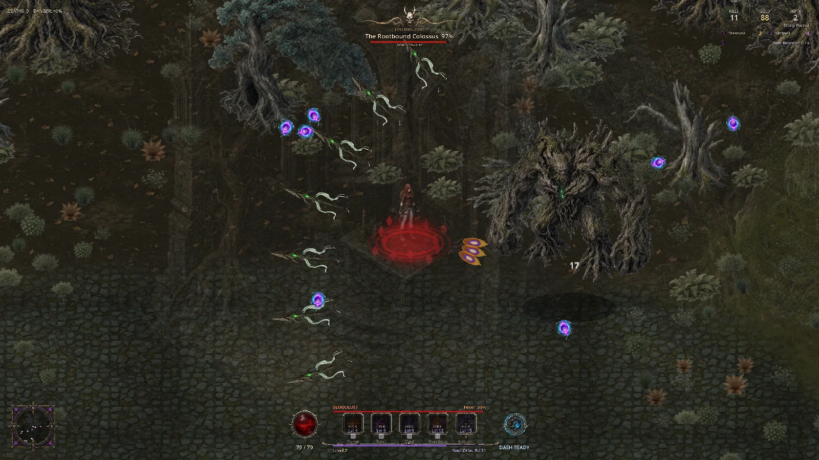MegaDope 2D gameplay: Deep Forest / Rootbound Colossus